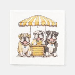 Serviette En Papier Bulldogs Anglais Courant Un Stand De Lemonade
