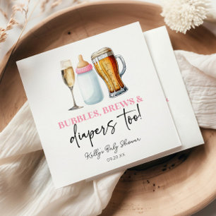 Serviette En Papier Bulles Boissons et Couches Aussi! Baby Shower