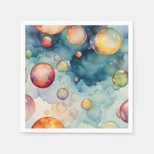 Serviette En Papier Bulles colorées Aquarelle Art