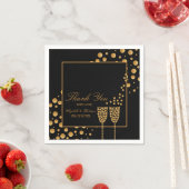 Serviette En Papier Bulles de Champagne d'or - Noir & Or - Mariage (En situation)