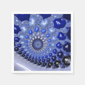 Serviette En Papier Bulles fractales Ombre Bleu Abstrait (Devant)