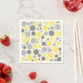 Serviette En Papier Bulles jaunes gris modernes (En situation)