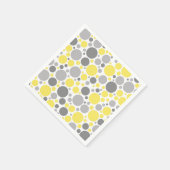 Serviette En Papier Bulles jaunes gris modernes (Coin)