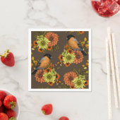 Serviette En Papier Bullfinch on autumn floral (En situation)