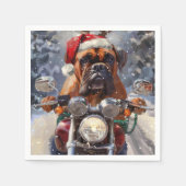 Serviette En Papier Bullmastiff Chien équitation Moto Noël (Devant)