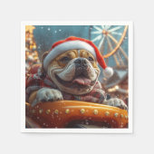 Serviette En Papier Bullmastiff Dog Roller Dessous de verre Noël (Devant)