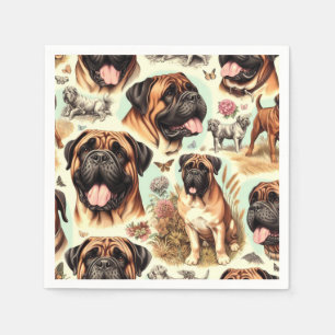 Serviette En Papier Bullmastiff Vintage Sans Couture