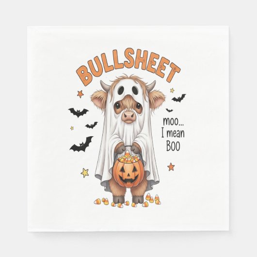 Serviette En Papier Bullsheet Highland Cow Funny Ghost (Devant)