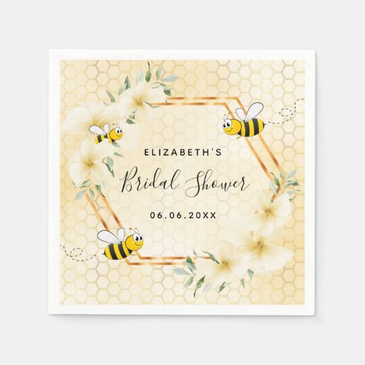 Serviette En Papier Bumble abeille jaune nid d'abeille (Devant)