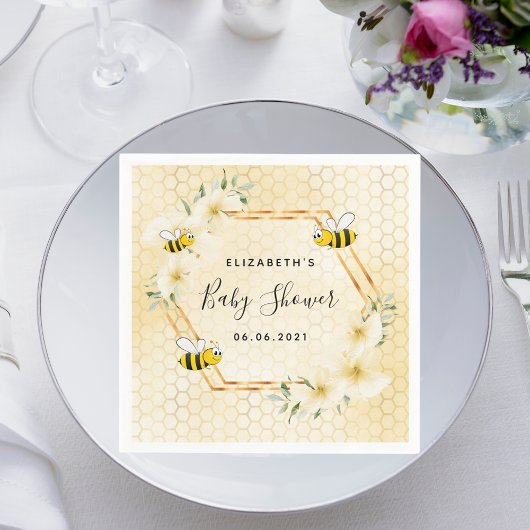 Serviette En Papier Bumble abeille nid d'abeille baby shower de fleurs