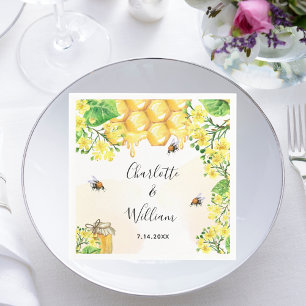 Serviette En Papier Bumble abeilles miel fleurons jaunes mariage