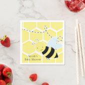 Serviette En Papier Bumble Bee Baby shower moderne Jaune & Noir (En situation)