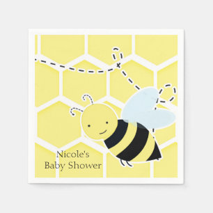 Serviette En Papier Bumble Bee Baby shower moderne Jaune & Noir