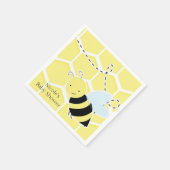 Serviette En Papier Bumble Bee Baby shower moderne Jaune & Noir (Coin)