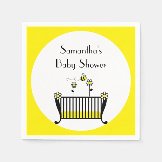 Serviette En Papier Bumble Bee Polka Dot Baby shower (Devant)