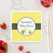 Serviette En Papier Bumble Bee rayé Baby shower Pois (En situation)