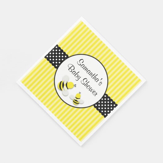 Serviette En Papier Bumble Bee rayé Baby shower Pois (Coin)