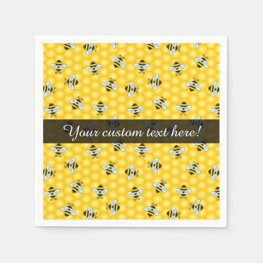 Serviette En Papier Bumble Bees et Golden Honeycomb Motif (Devant)