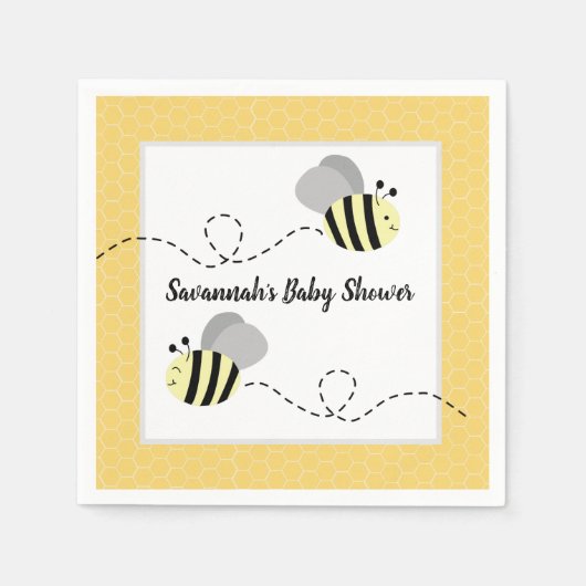 Serviette En Papier Bumble jaune gris Customisé (Devant)