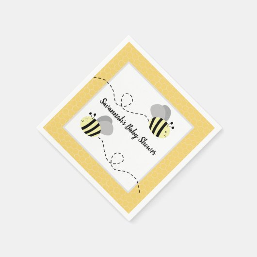 Serviette En Papier Bumble jaune gris Customisé (Coin)