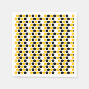 Serviette En Papier Bumble noir jaune géométrique hexagramme motif hex
