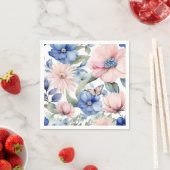 Serviette En Papier Bunch de fleurs rose et bleu classique (En situation)