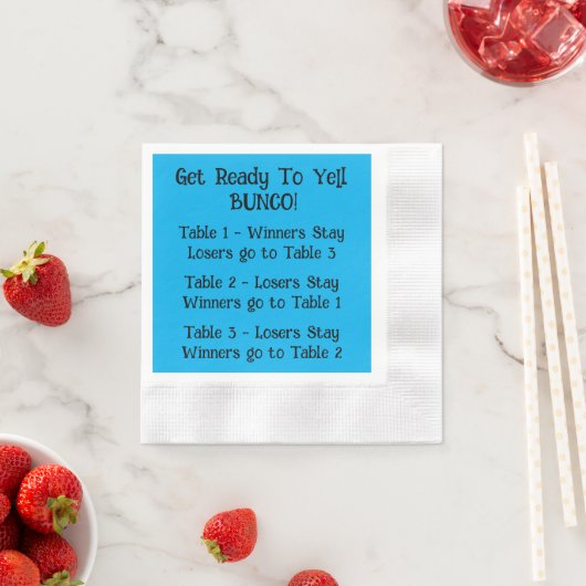 Serviette En Papier Bunco Directions Napkin en bleu (En situation)