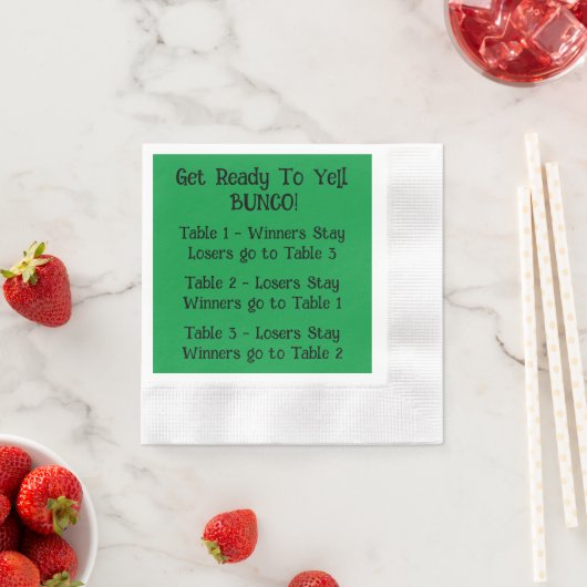 Serviette En Papier Bunco Directions Napkin en Vert (En situation)