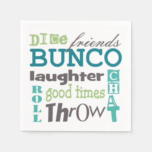 Serviette En Papier Bunco Fun TYpography Mots (Devant)