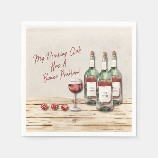 Serviette En Papier Bunco Vin Boisson Drôle (Devant)