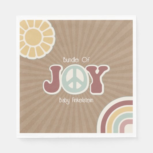 Serviette En Papier Bundle Joy Peace Pink Brown Hippie Baby shower (Devant)