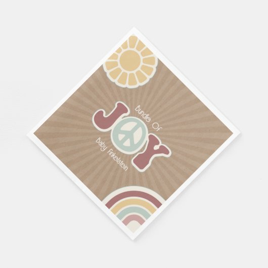 Serviette En Papier Bundle Joy Peace Pink Brown Hippie Baby shower (Coin)
