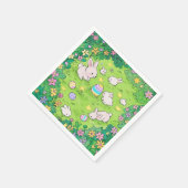 Serviette En Papier Bunnies colorés de Pâques (Coin)