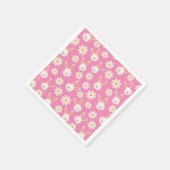 Serviette En Papier Bunnies de Pâques avec Fleurs blanches sur rose (Coin)