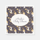 Serviette En Papier Bunnies et étoiles d'or sur Grey (Devant)