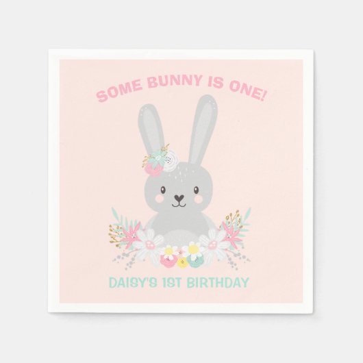 Serviette En Papier Bunny Anniversaire de fête Napkin un peu de lapin  (Devant)