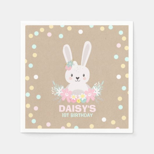 Serviette En Papier Bunny Anniversaire de fête Napkin un peu de lapin  (Devant)