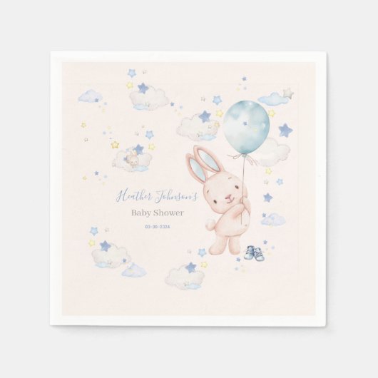 Serviette En Papier Bunny Baby shower garçon (Devant)