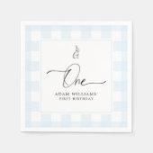 Serviette En Papier Bunny Blue En vichy premier papier d'anniversaire  (Devant)