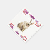 Serviette En Papier Bunny de Pâques violet fleuri (Coin)