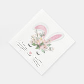 Serviette En Papier Bunny de printemps avec oreilles roses (Coin)