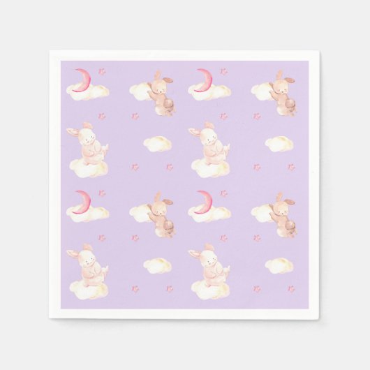 Serviette En Papier Bunny Dreams Baby shower violet (Devant)