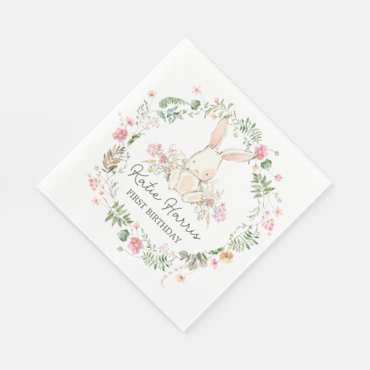 Serviette En Papier Bunny Invitation d'anniversaire, Certains lapins e (Coin)