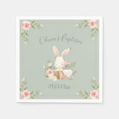 Serviette En Papier Bunny Rabbit Aquarelle Sage Baby shower vert (Devant)