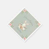 Serviette En Papier Bunny Rabbit Aquarelle Sage Baby shower vert (Coin)