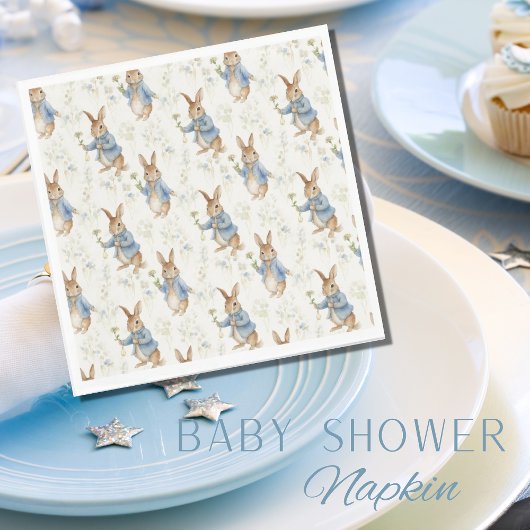 Serviette En Papier Bunny Rabbit Baby shower de verdure bleue