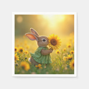 Serviette En Papier Bunny Sniffer un tournesol jaune