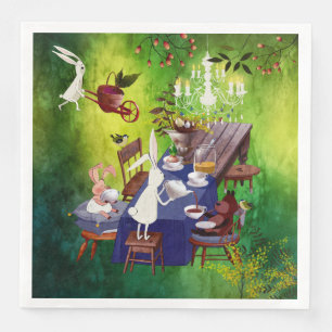 Serviette En Papier Bunny Spring Party dans la forêt-animal Illustrati