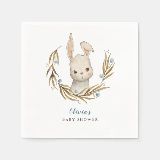 Serviette En Papier Bunny Woodland thème Baby shower garçon (Devant)