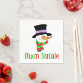 Serviette En Papier Buon Natale Italien Joyeux Noël Snowman (En situation)